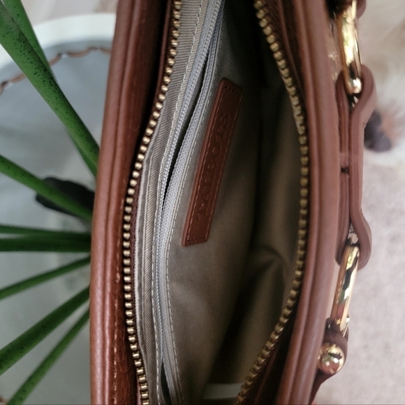 NWOT Talbots Brown Leather Crocodile Crossbody Bag/ Purse - Picture 7 of 11